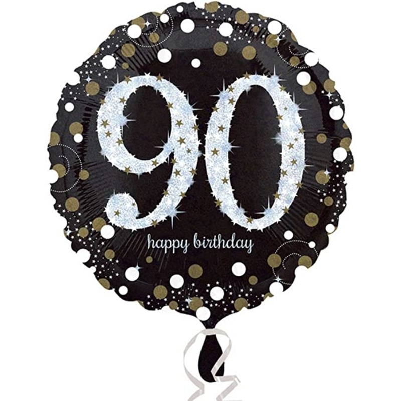 18" Sparkle Celebration 90th Mylar Balloon