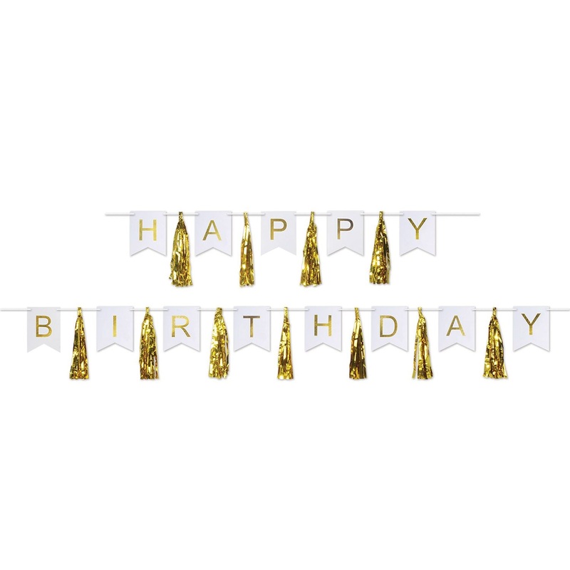 Banner Happy Birthday Gold Tassel