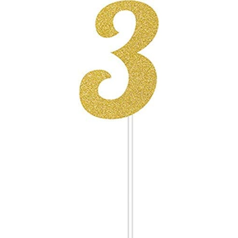 Cake Topper #3 Gold Glitter Dynamic