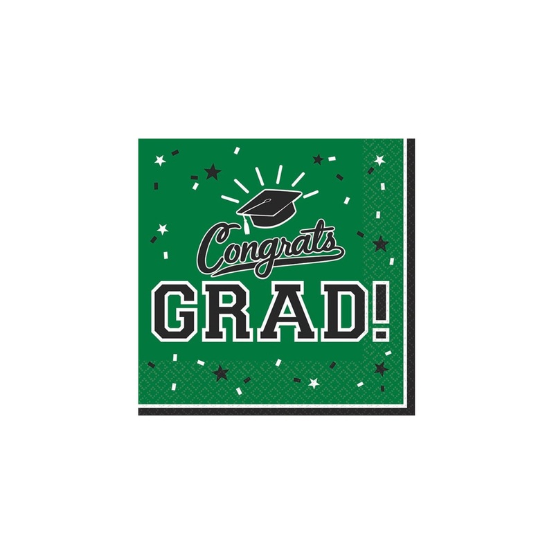 Green Grad Beverage Napkin  36CT