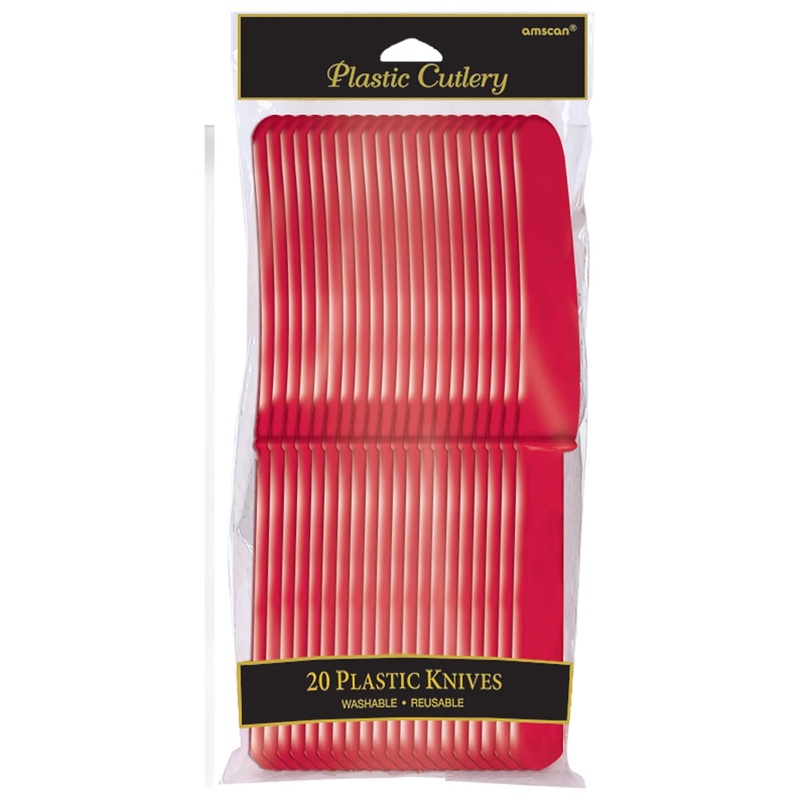 Plastic Knives - Apple Red - 24CT